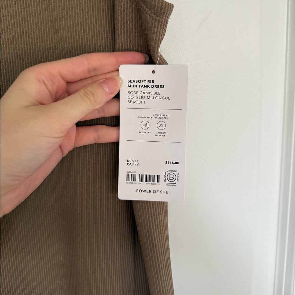 NWT Athleta Seasoft Rib Midi Tank Dress in Clay size Small Tall ST